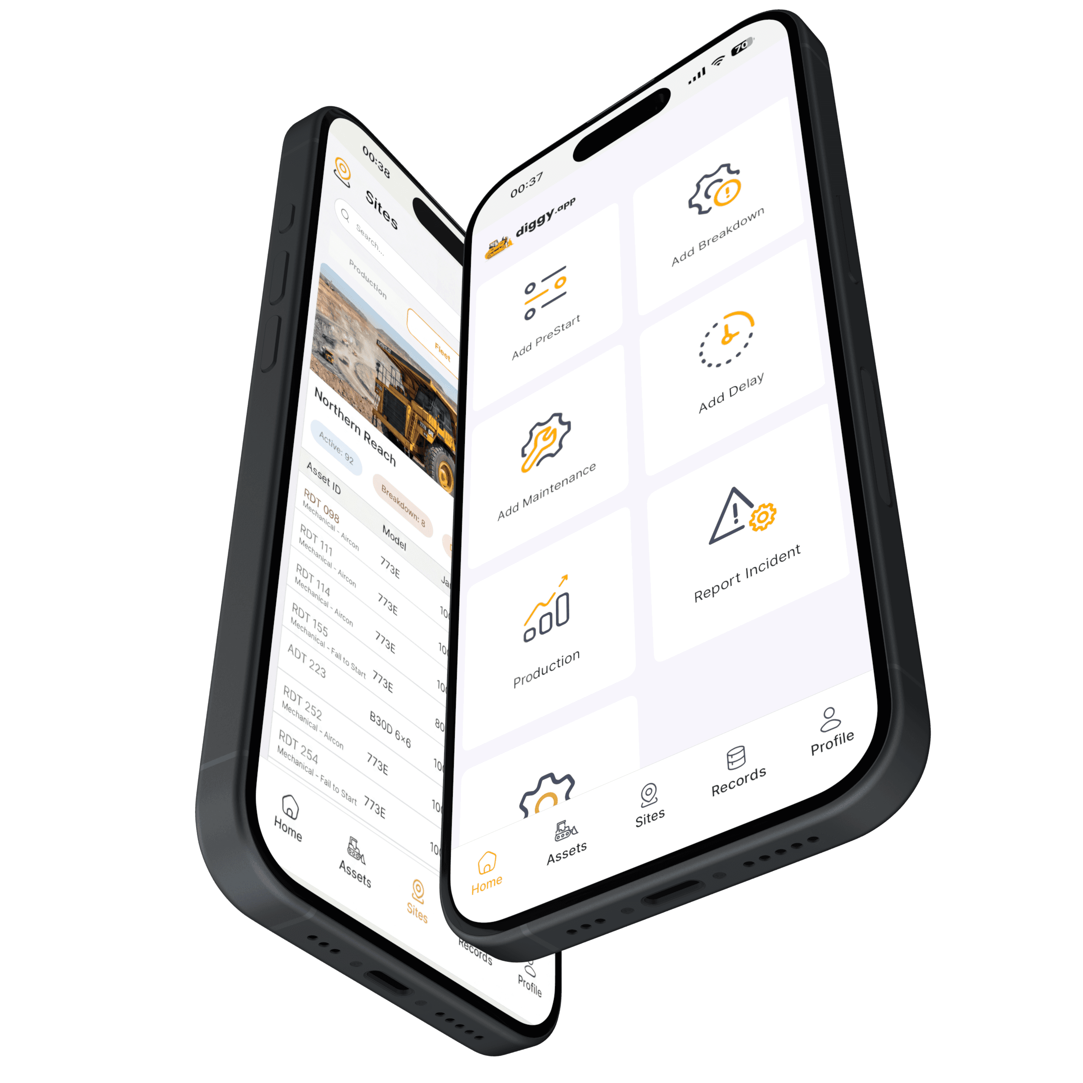 Diggy mobile app running offline on two phones